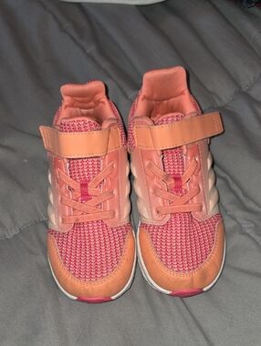 adidas Coral Pink Kids Sneakers with Hook-and-Loop Strap